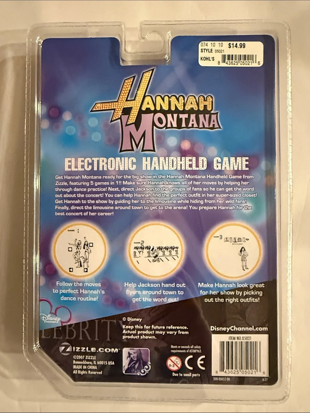 Hannah Montana Zizzle Electronic Handheld Game 2007 - 5 Games in 1 Disney #05021